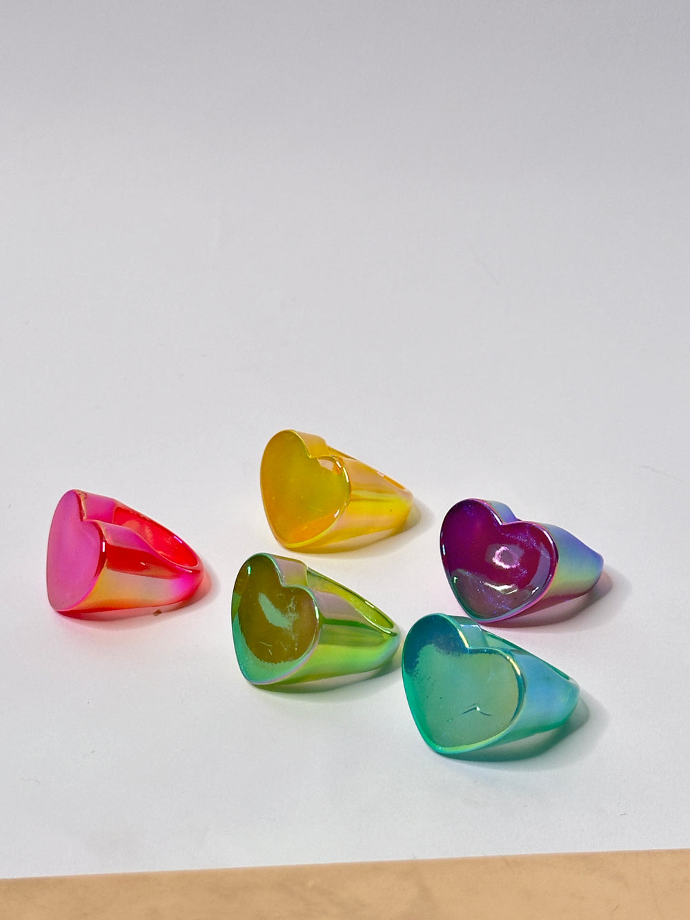 Holographic Block Heart Acrylic Ring
